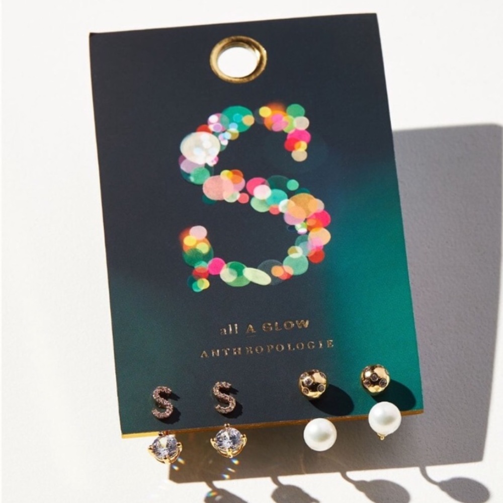 •Anthropologie S Monogram Front-Back Earrings•